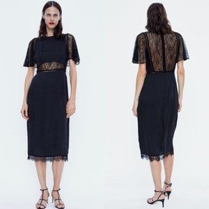 Zara Silk Lace Cocktail Dress - Black, S